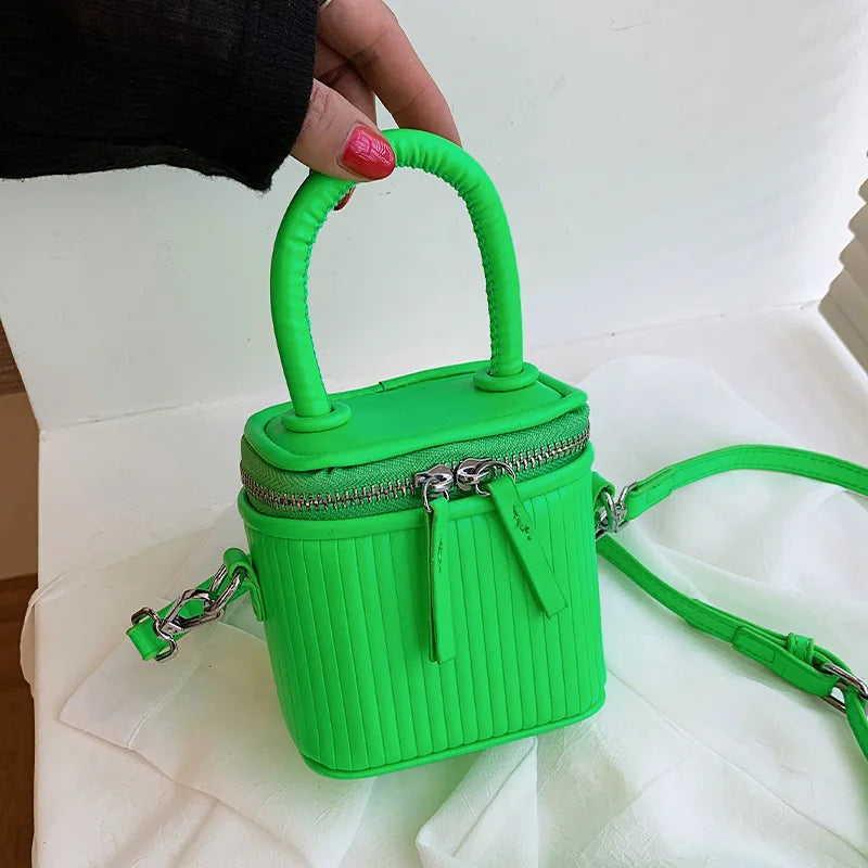 Women Mini Leather Crossbody Tote With Short Handle Shoulder Bag