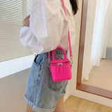 Women Mini Leather Crossbody Tote With Short Handle Shoulder Bag