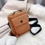 Pink Corduroy Mini Crossbody Bag for Women, Small Canvas Shoulder Purse