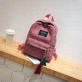 Women Mini Corduroy Backpack Soft Fabric Shoulder Bag