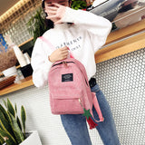 Women Mini Corduroy Backpack Soft Fabric Shoulder Bag