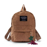 Women Mini Corduroy Backpack Soft Fabric Shoulder Bag