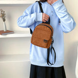 Mini Corduroy Backpack Preppy Style Girl Autumn Winter Small School Bag