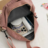Corduroy Crossbody Backpack Preppy Style Student Small School Shoulder Bag
