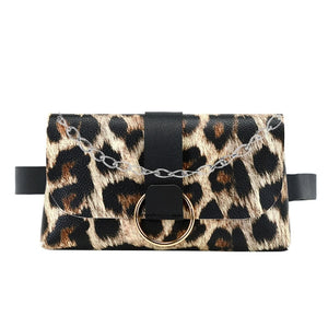 Women Envelope Waist Bag PU Leather Clutch Cell Phone Purse Chest Bag
