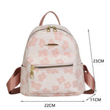 Women Mini Flower Print Backpack PU Small Student Bookbags Travel