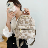 Women Mini Flower Print Backpack PU Small Student Bookbags Travel