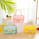 Chain Bag Girl PVC Jelly Bag Pearl Crossbody Small Square Bag