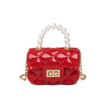 Chain Bag Girl PVC Jelly Bag Pearl Crossbody Small Square Bag