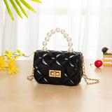 Chain Bag Girl PVC Jelly Bag Pearl Crossbody Small Square Bag