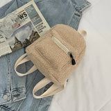 Mini Lamb Wool Backpack Preppy Style Casual Rucksacks