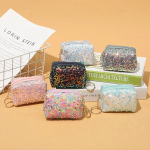 Sequin Coin Purse Keychain Lipstick Storage Cosmetic Bag Glitter Coin Pouch