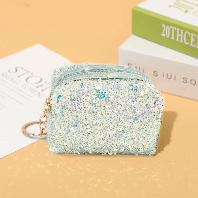Sequin Coin Purse Keychain Lipstick Storage Cosmetic Bag Glitter Coin Pouch