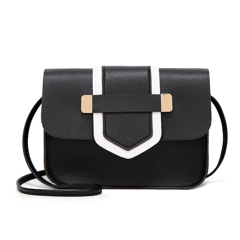 Mini PU Leather Messenger Bag Metal Decorative Shoulder Crossbody Phone Bag