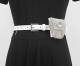 Women Mini PU Waist Belt Bag Rhinestone Tassel Fanny Pack