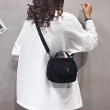 Women Mini Plush Shoulder Bag Small Canvas Cross Body Bags Ladies Zipper Purse