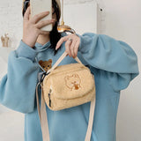 Women Mini Plush Shoulder Bag Small Canvas Cross Body Bag