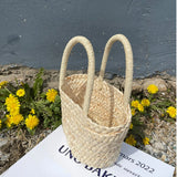 Straw String Hand Bag for Girls Rattan Woven Tote
