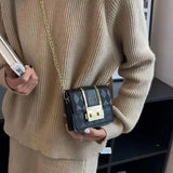 Women Mini Crossbody Bag Lock Flap Small Purse Solid Shoulder Messenger