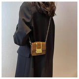 Women Mini Crossbody Bag Lock Flap Small Purse Solid Shoulder Messenger