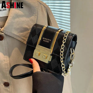 Women Mini Crossbody Bag Lock Flap Small Purse Solid Shoulder Messenger