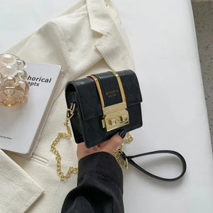 Women Mini Crossbody Bag Lock Flap Small Purse Solid Shoulder Messenger