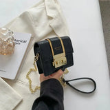 Women Mini Crossbody Bag Lock Flap Small Purse Solid Shoulder Messenger