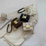 Women Mini Crossbody Bag Lock Flap Small Purse Solid Shoulder Messenger