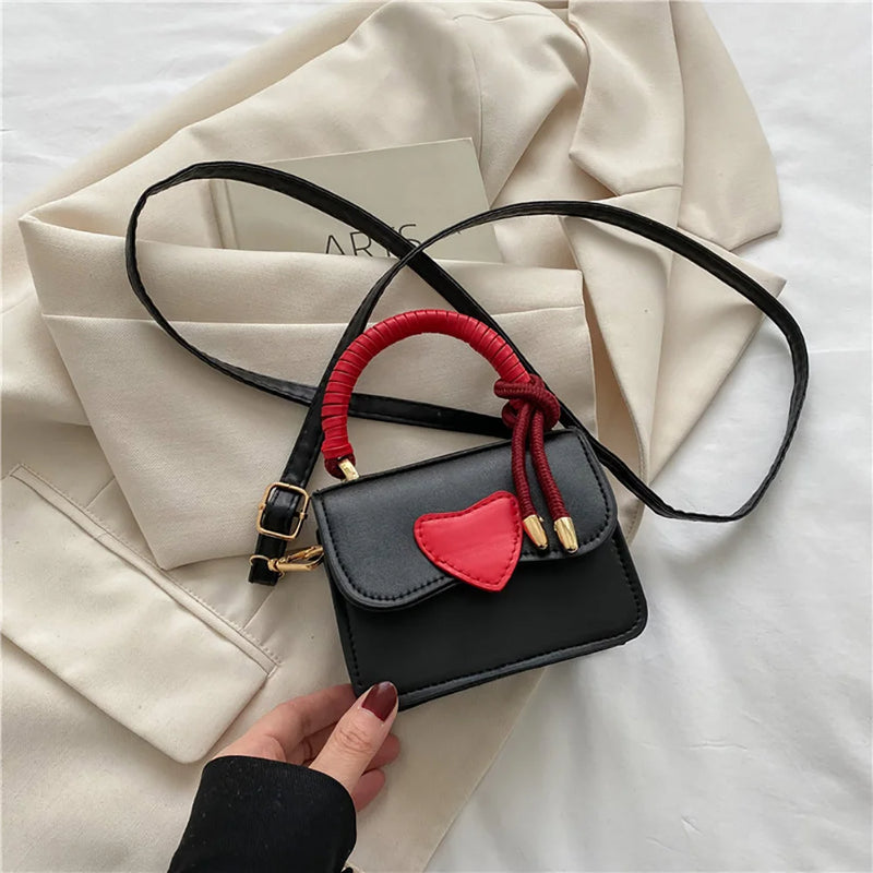 Mini Heart Shaped Leather Crossbody Bag for Women