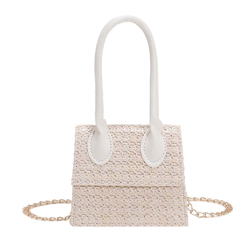 Print Straw Woven PU Leather Tote for Women