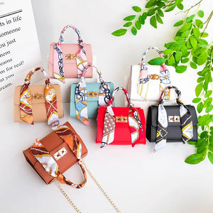 Women Small Square Pack Shoulder Bag Silk Scarf Messenger Crossbody Bag