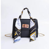 Women Small Square Pack Shoulder Bag Silk Scarf Messenger Crossbody Bag