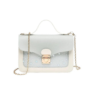 Women Mini Small Square Shoulder Bag Star Sequin Messenger Crossbody Bag