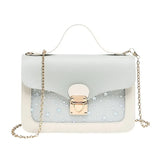 Women Mini Square Pack Star Sequin Crossbody Bag Pink
