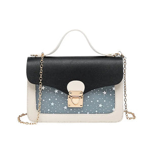 Women Mini Square Pack Star Sequin Crossbody Bag Pink