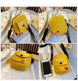 Mini Square Canvas Shoulder Bag Cartoon Phone Pouch