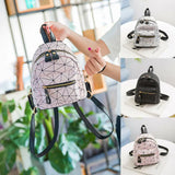 Women Mini Plaid Backpack PU Leather Shoulder School Rucksack