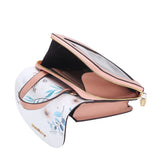 Chinese Floral Leather Purse Pink Crossbody Bag for Ladies