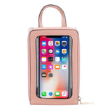 Chinese Floral Leather Purse Pink Crossbody Bag for Ladies