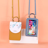 Chinese Floral Leather Purse Pink Crossbody Bag for Ladies