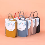 Chinese Floral Leather Purse Pink Crossbody Bag for Ladies