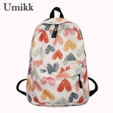 Women Multi-Function Backpack Cartoon Graffiti Print School Bag