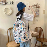 Women Multi-Function Backpack Cartoon Graffiti Print School Bag