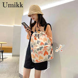 Women Multi-Function Backpack Cartoon Graffiti Print School Bag