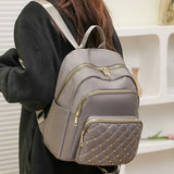 Women Multi-pocket Rivet Backpack Travel Casual Computer Bag Girls Shoulder Sho