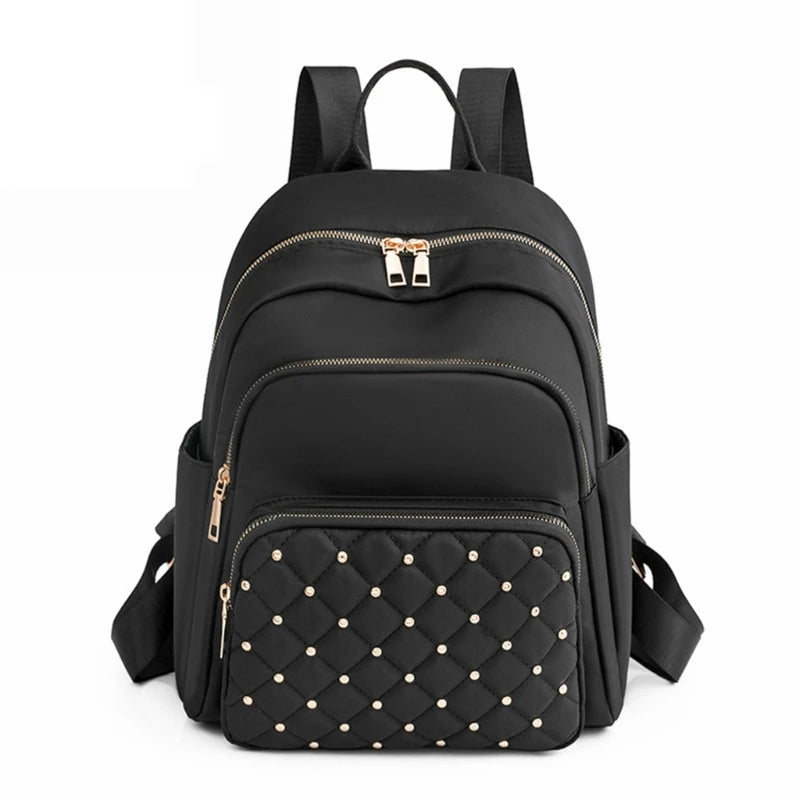 Women Multi-pocket Rivet Backpack Travel Casual Computer Bag Girls Shoulder Sho