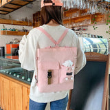 Women Bear Cartoon Canvas Bag Student School Shoulder Crossbody Messenger