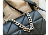 Women Soft Square Crossbody Bag with Metal Chain Shoulder