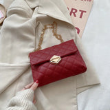 Women Diagonal houlder Fahion Lock Rhombu Chain Crobody Clutch Bag