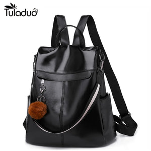 Women Vintage Anti-theft Backpack Large Capacity School Shoulder Bag